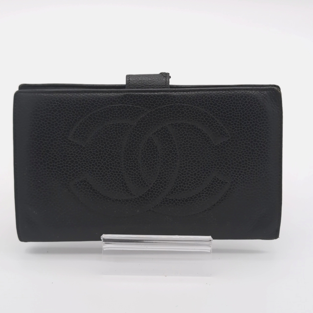 Chanel black leather wallet